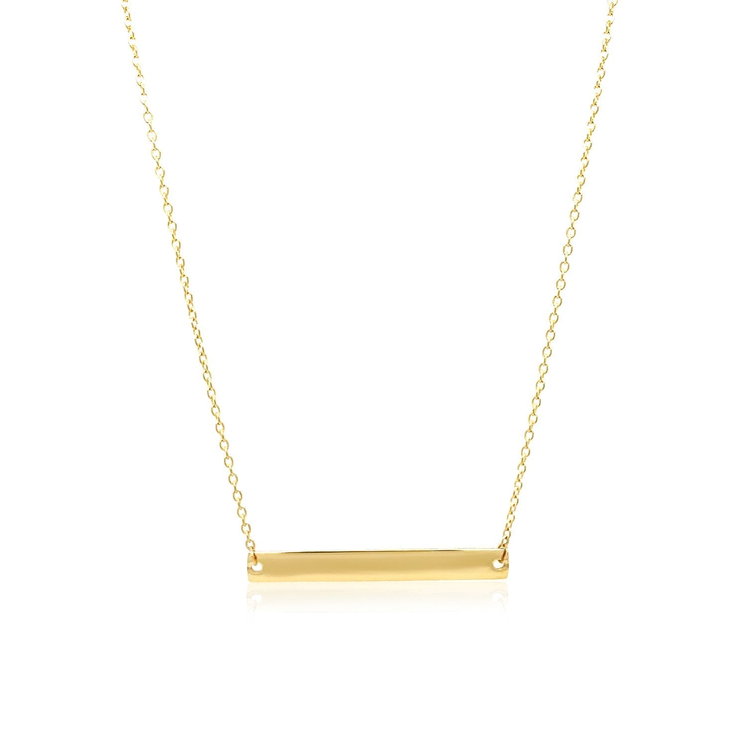 14k Yellow Gold Smooth Flat Horizontal Bar Style Necklace - DestGlow