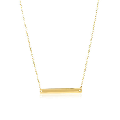 14k Yellow Gold Smooth Flat Horizontal Bar Style Necklace - DestGlow