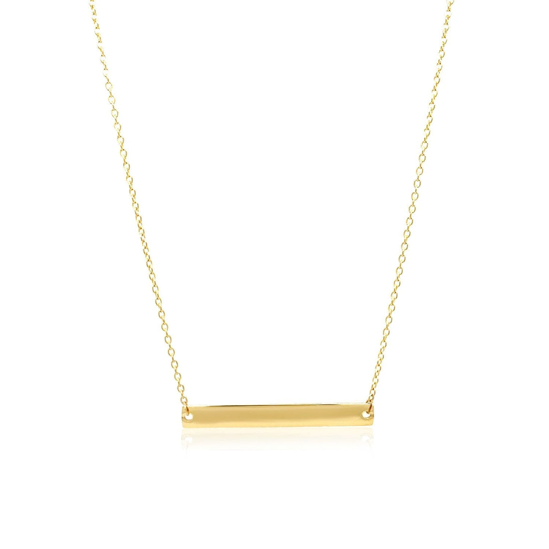14k Yellow Gold Smooth Flat Horizontal Bar Style Necklace 