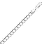 Sterling Silver Small Ridged Circular Chain Bracelet with Rhodium Plating (6.00 mm) - DestGlow