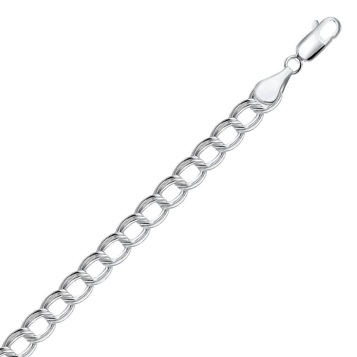 Sterling Silver Small Ridged Circular Chain Bracelet with Rhodium Plating (6.00 mm) - DestGlow