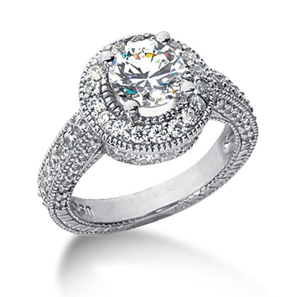 14k White gold Vintage Halo Diamond Semi-Mount by Bids.com