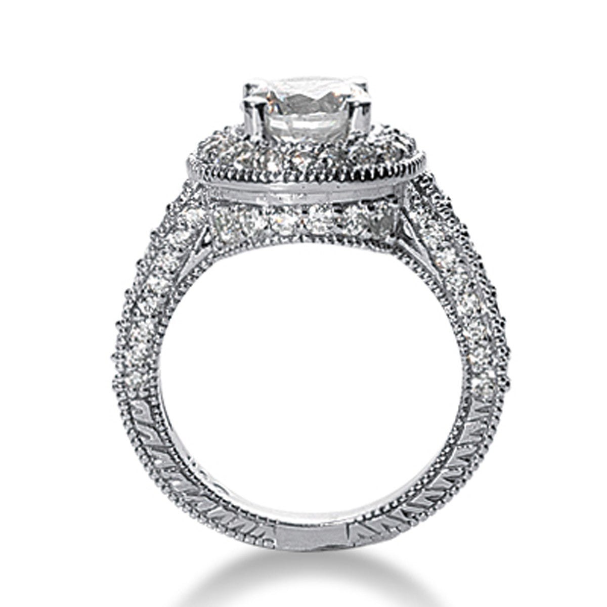 14k White gold Vintage Halo Diamond Semi-Mount by Bids.com