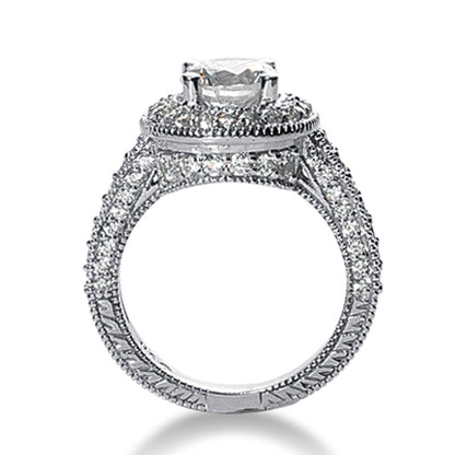 14k White gold Vintage Halo Diamond Semi-Mount by Bids.com