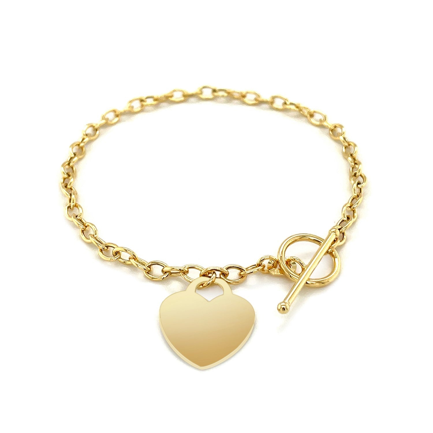 Toggle Bracelet with Heart Charm in 14k Yellow Gold by Bids.com