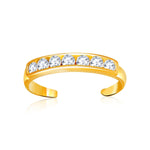14k Yellow Gold Pave Set Cubic Zirconia Toe Ring - rings