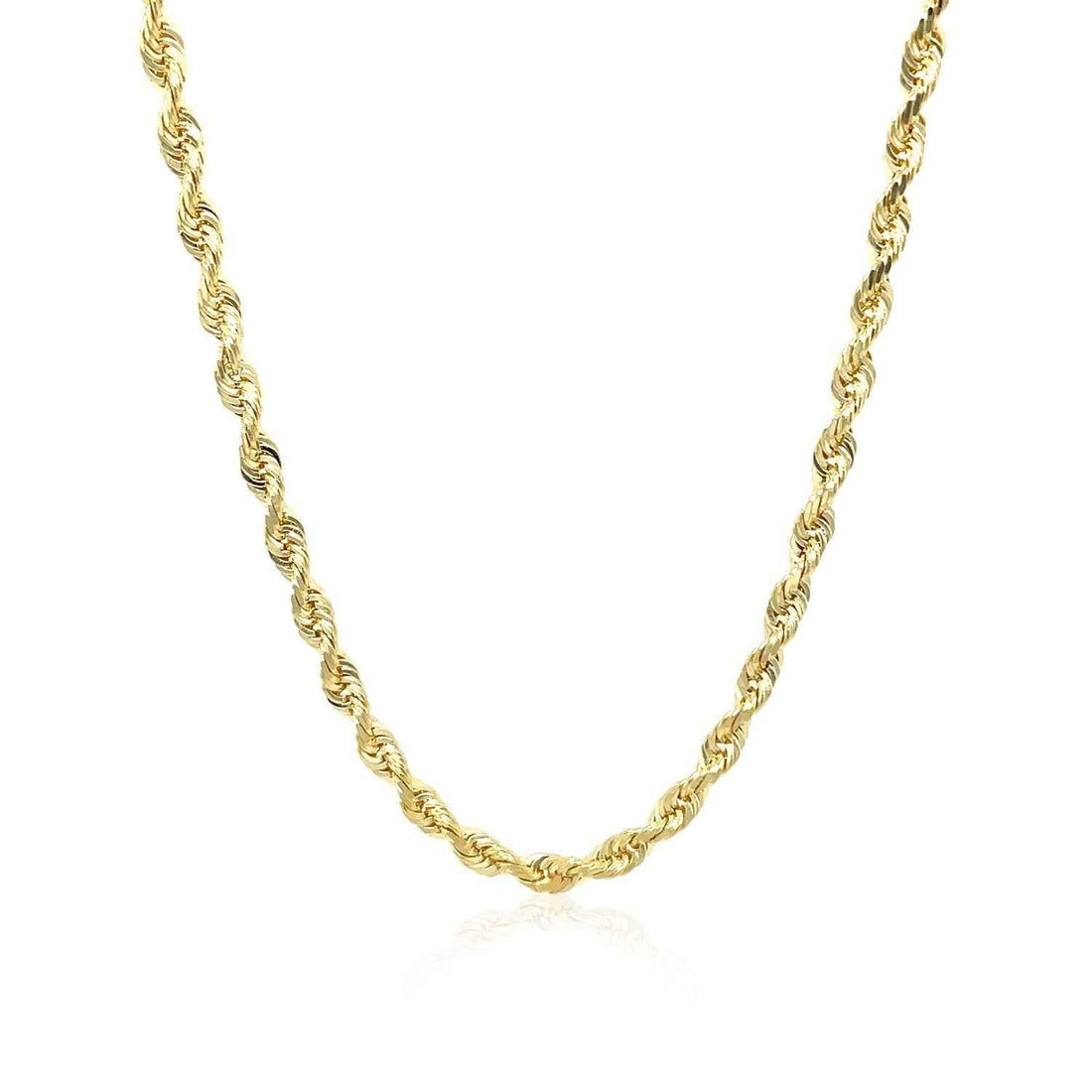 3.0mm 10k Yellow Gold Solid Diamond Cut Rope Chain