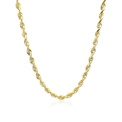 3.0mm 10k Yellow Gold Solid Diamond Cut Rope Chain 