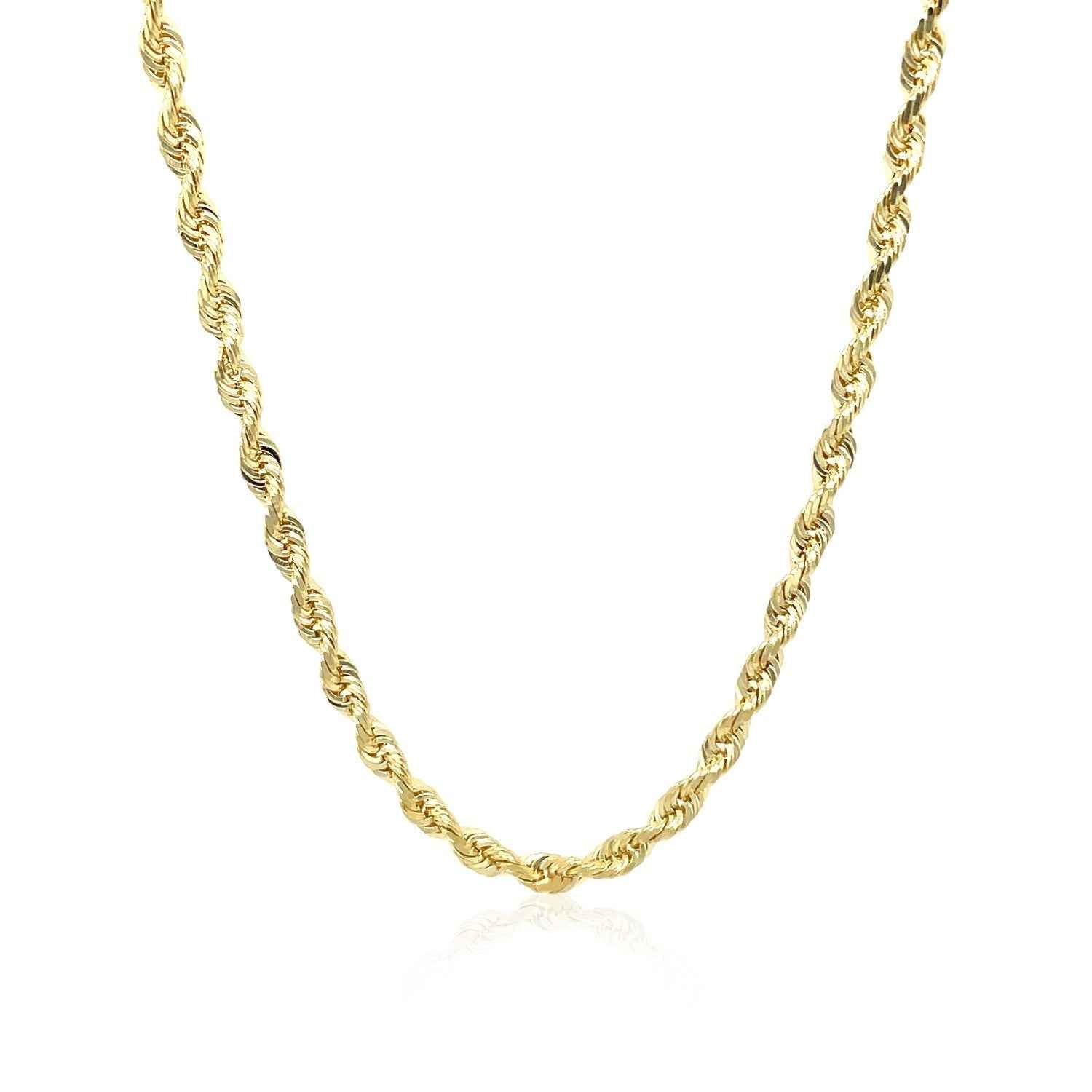 3.0mm 10k Yellow Gold Solid Diamond Cut Rope Chain