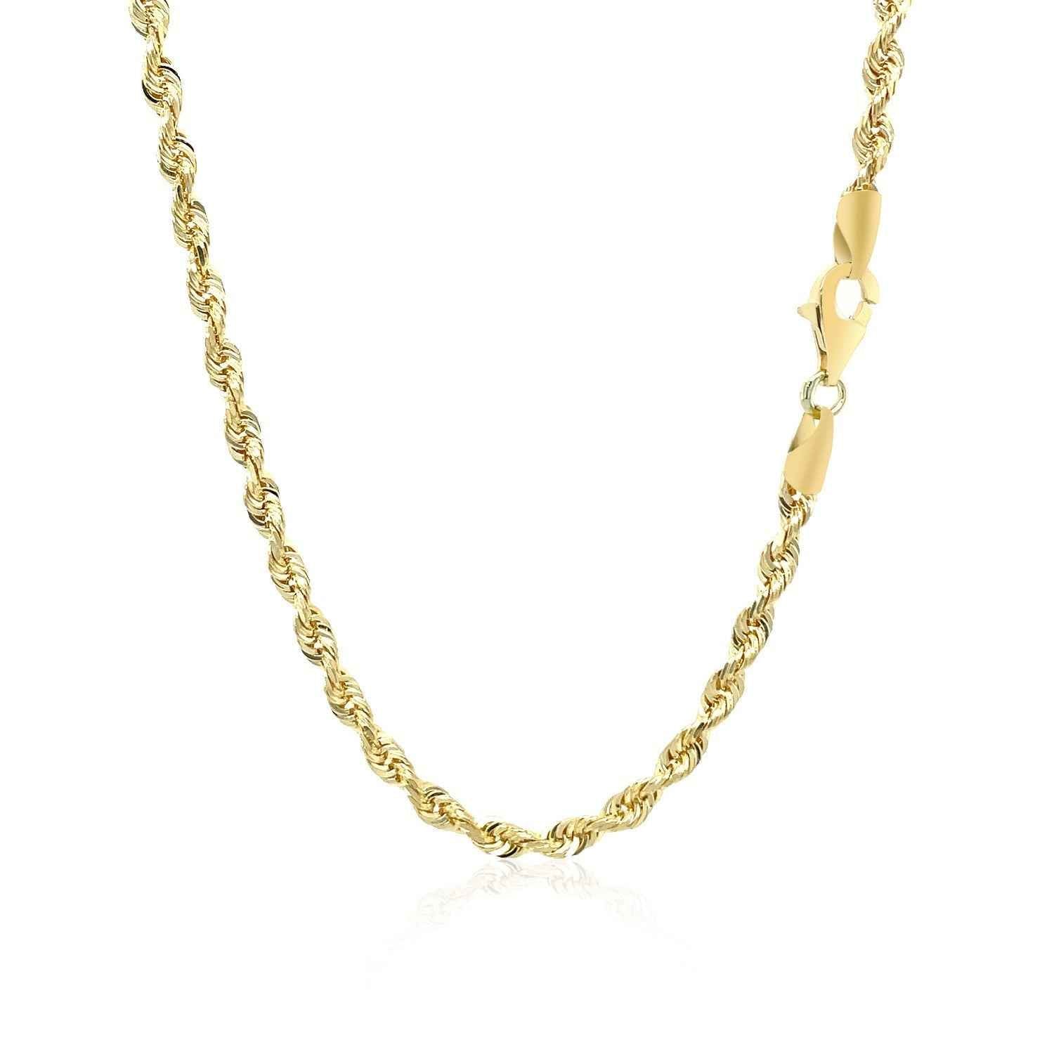 3.0mm 10k Yellow Gold Solid Diamond Cut Rope Chain