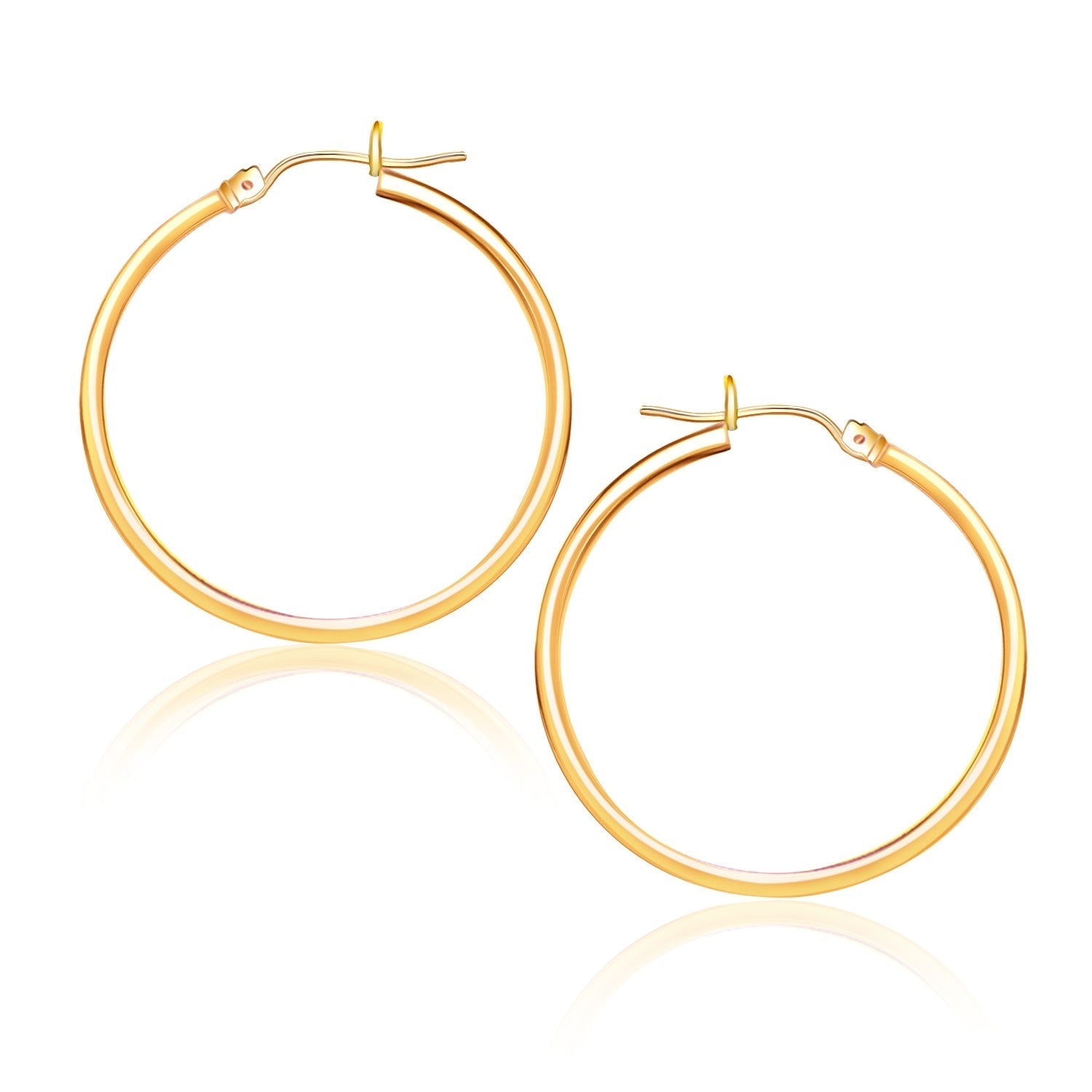 14k Yellow Gold Polished Hoop Earrings (25 mm)  DestGlow