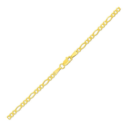 2.8mm 14k Yellow Gold Solid Figaro Bracelet - DestGlow