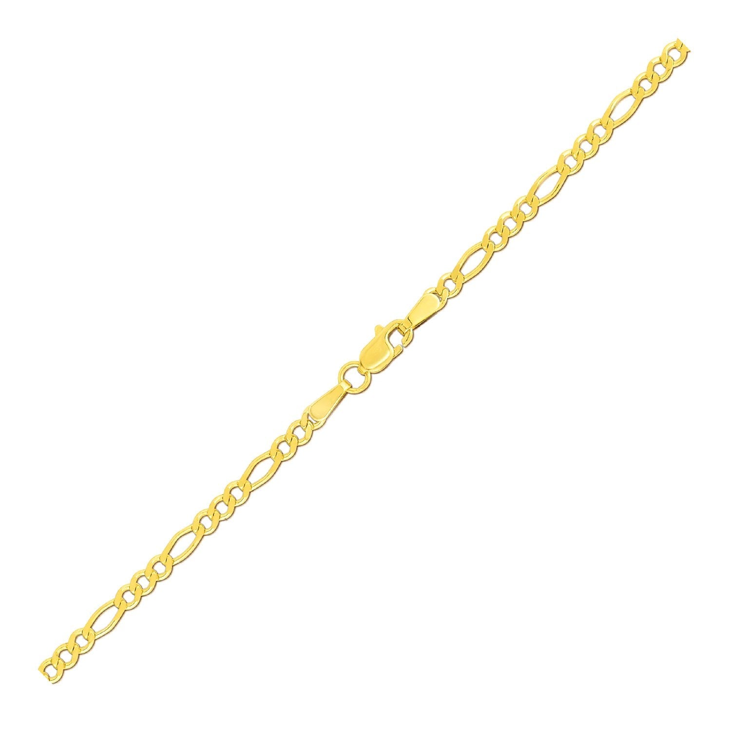 14k Yellow Gold Solid Figaro Bracelet (2.80 mm) - DestGlow