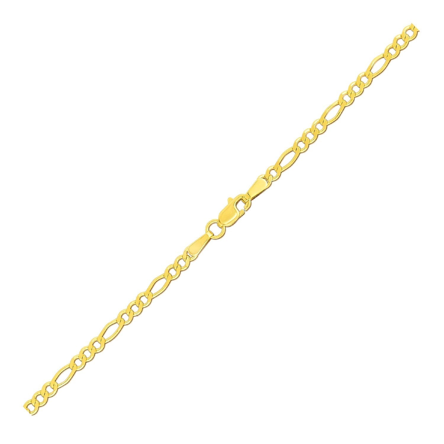 2.8mm 14k Yellow Gold Solid Figaro Bracelet 