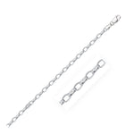 3.2mm 14k White Gold Oval Rolo Bracelet - DestGlow