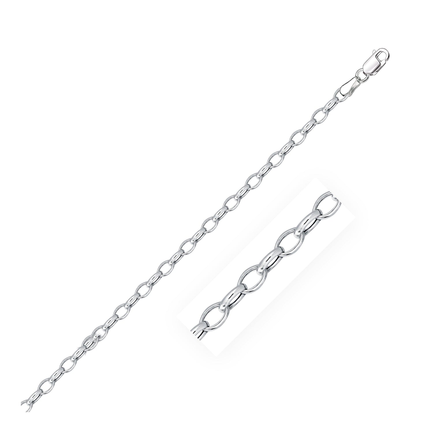 14k White Gold Oval Rolo Bracelet  (3.20 mm) - bracelets