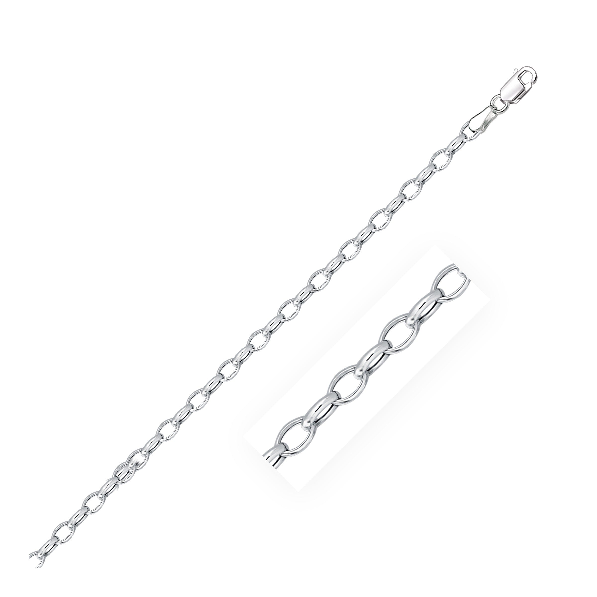 14k White Gold Oval Rolo Bracelet  (3.20 mm) - bracelets