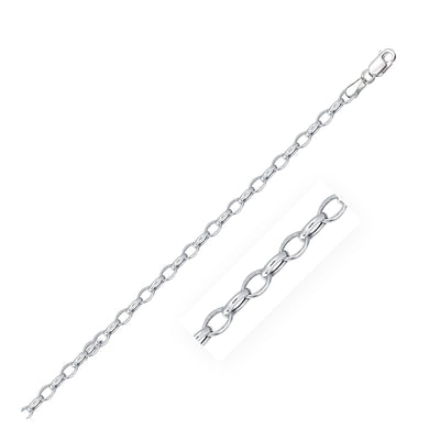 14k White Gold Oval Rolo Bracelet  (3.20 mm) - bracelets