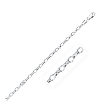 14k White Gold Oval Rolo Bracelet  (3.20 mm) - bracelets