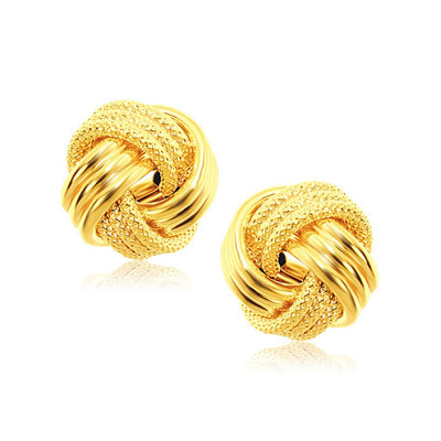 Interweaved Love Knot Stud Earrings in 14k Yellow Gold(12.7mm) - DestGlow