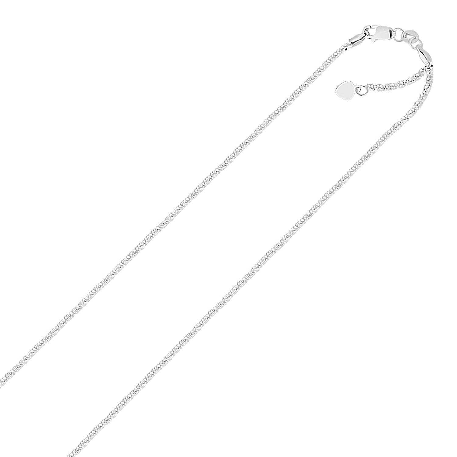 14k White Gold Adjustable Sparkle Chain 1.5mm by Avera Group