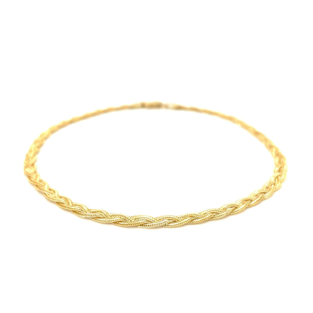 3.5mm 14k Yellow Braided Foxtail Anklet