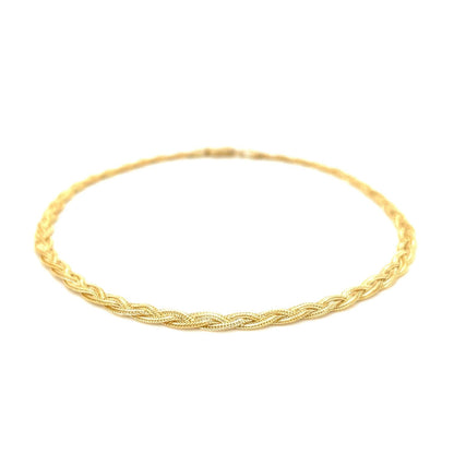 3.5mm 14k Yellow Braided Foxtail Anklet 