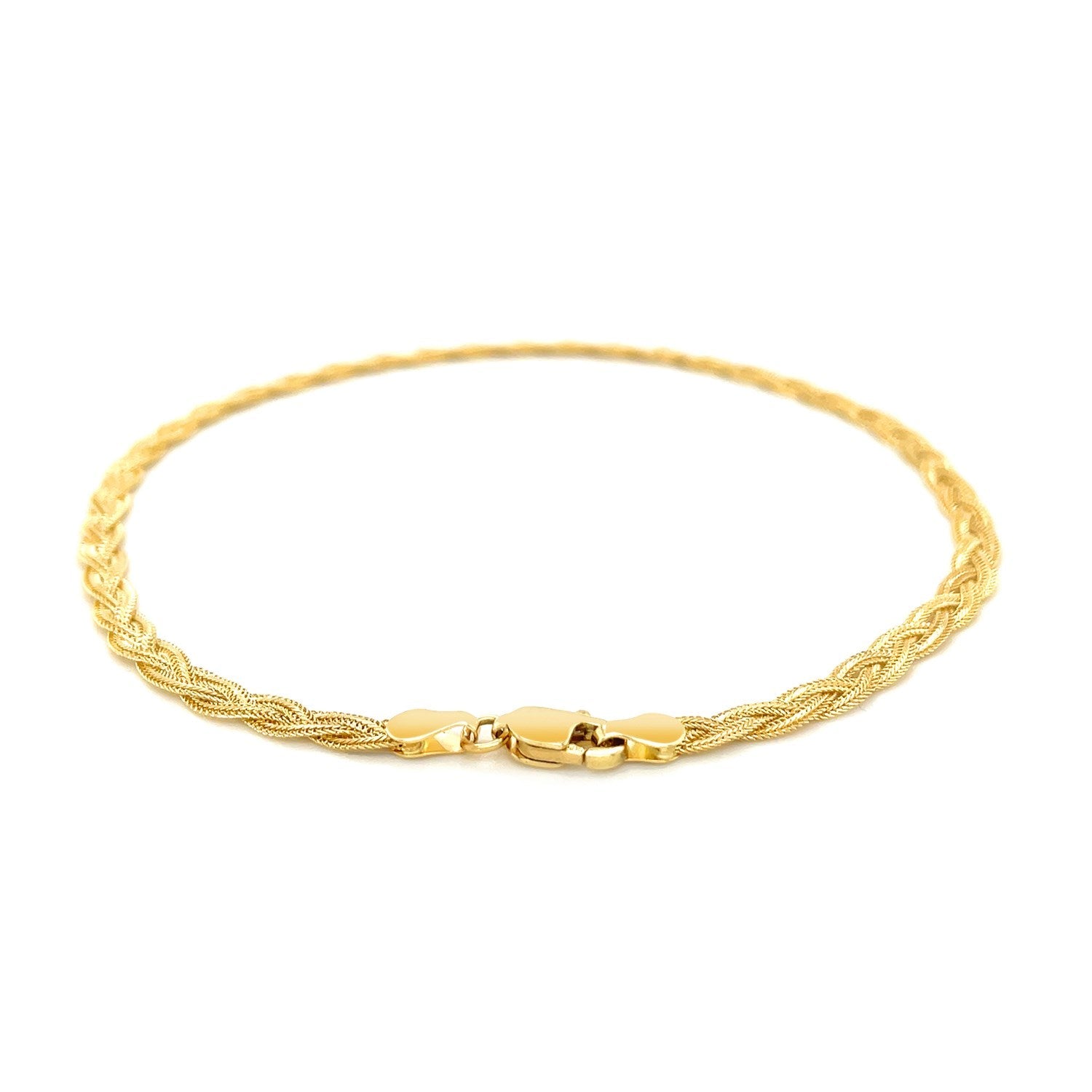 3.5mm 14k Yellow Braided Foxtail Anklet by Bids.com