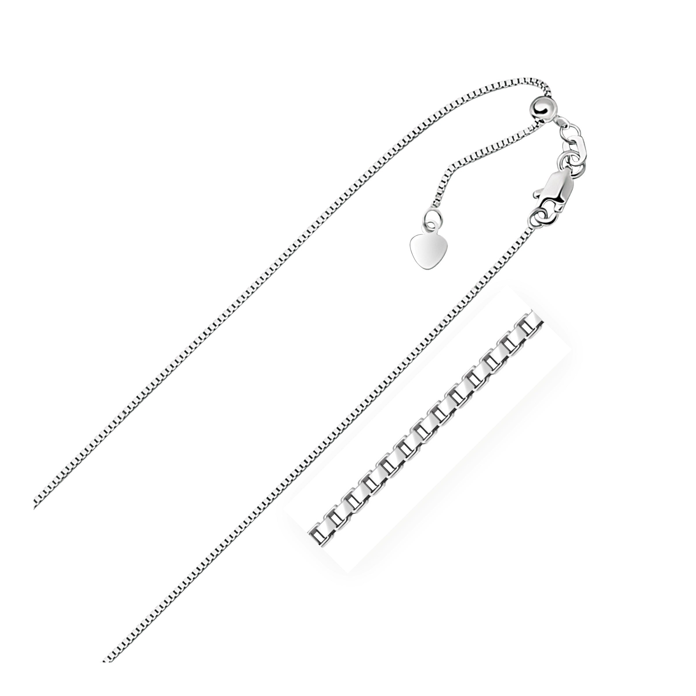 10k White Gold Adjustable Box Chain (0.85 mm) - necklaces