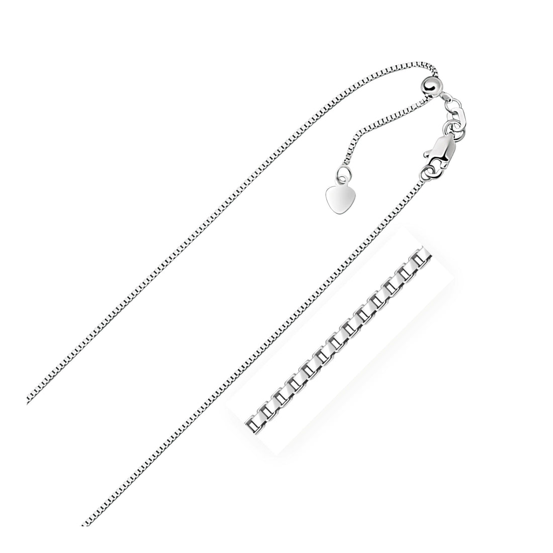 10k White Gold Adjustable Box Chain (0.85 mm) by Avera Group