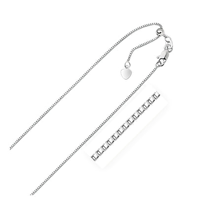 10k White Gold Adjustable Box Chain (0.85 mm) by Avera Group