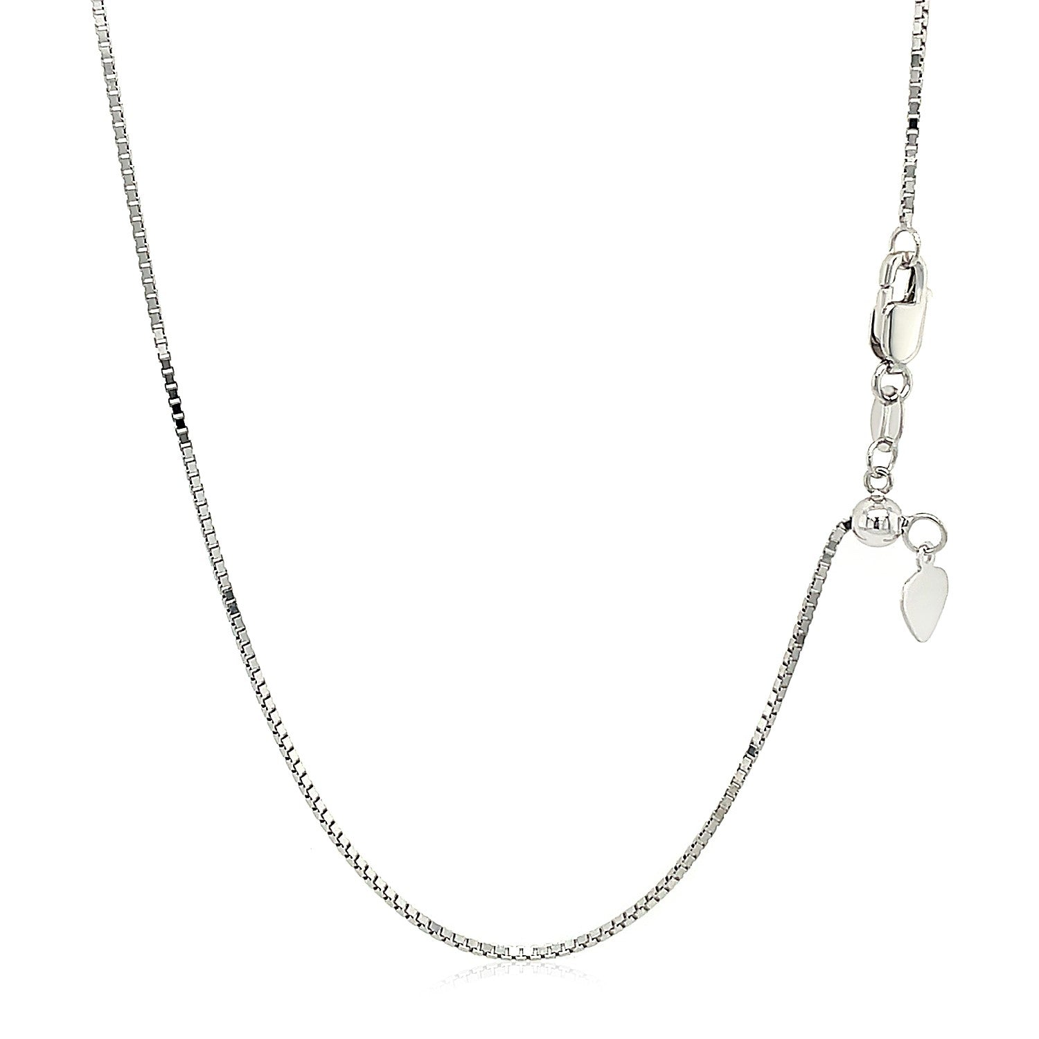 10k White Gold Adjustable Box Chain (0.85 mm) - DestGlow