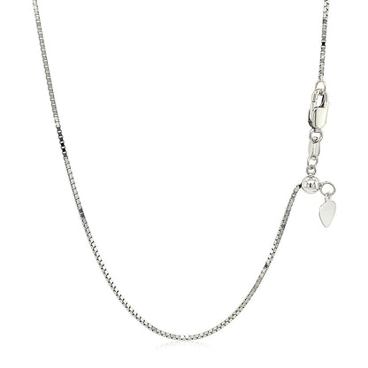 10k White Gold Adjustable Box Chain (0.85 mm) - DestGlow