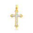 14k Two Tone Gold Diamond Cut Cross Pendant - necklaces