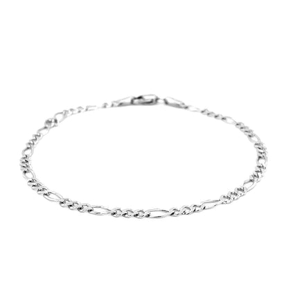 2.6mm 14k White Gold Figaro Anklet  DestGlow