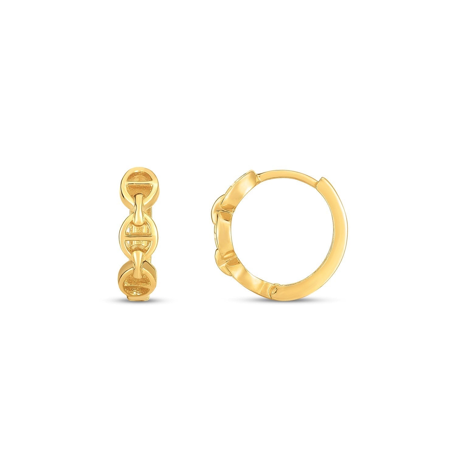 14k Yellow Gold Oval Mariner Huggies  DestGlow