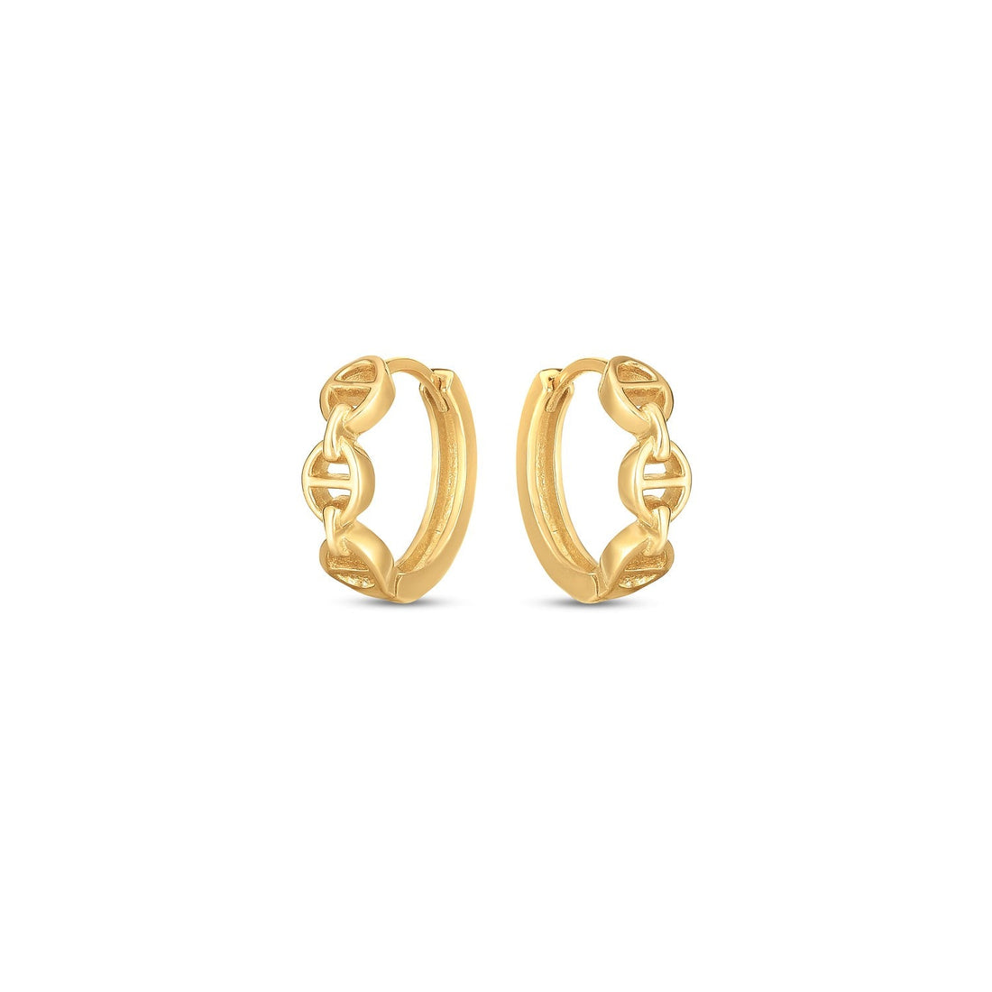 14k Yellow Gold Oval Mariner Huggies - DestGlow
