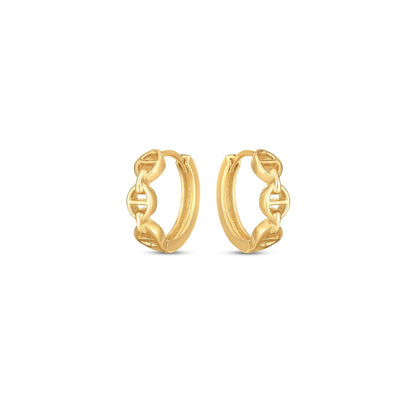 14k Yellow Gold Oval Mariner Huggies - DestGlow