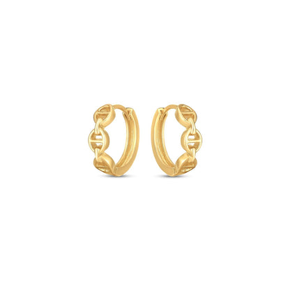 14k Yellow Gold Oval Mariner Huggies  DestGlow