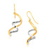 14k Two Tone Gold Double Helix Polished Dangling Earrings 