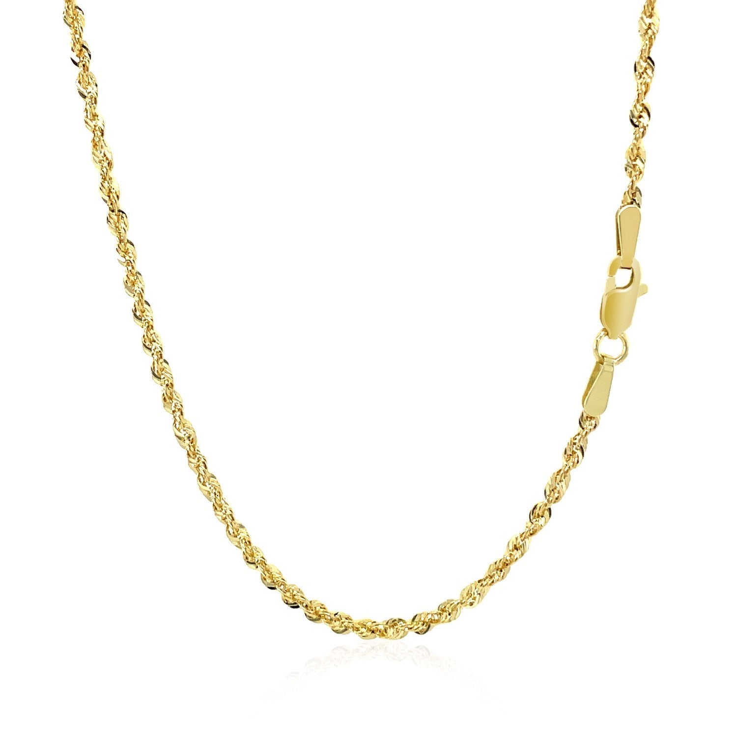 10K Yellow Gold Hollow Diamond Cut Rope Chain (2.00 mm) 