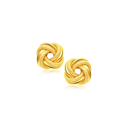 14k Yellow Gold Intertwined Love Knot Stud Earrings by Bids.com