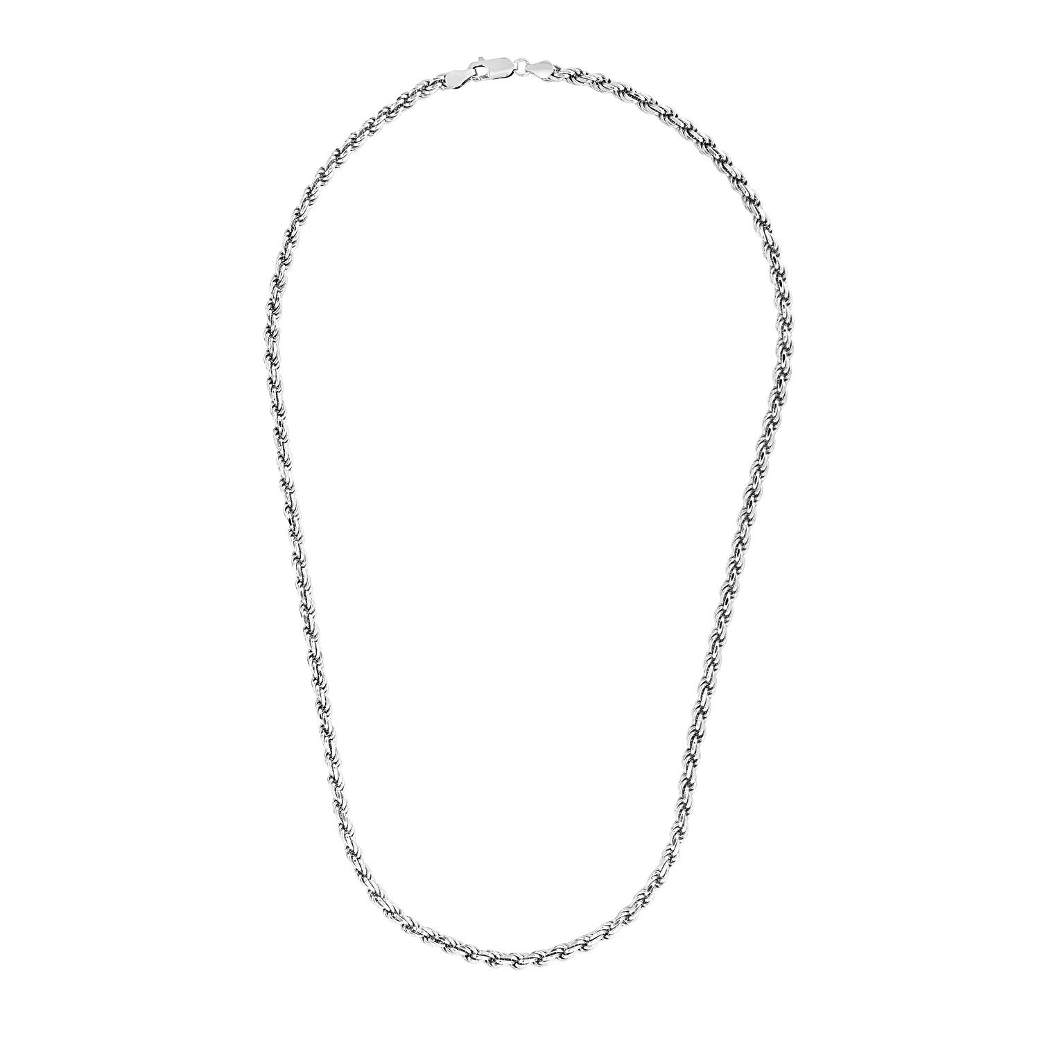 Sterling Silver 3.6mm Diamond Cut Rope Style Chain - DestGlow