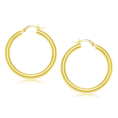 14k Yellow Gold Polished Hoop Earrings (4x40mm) - earrings