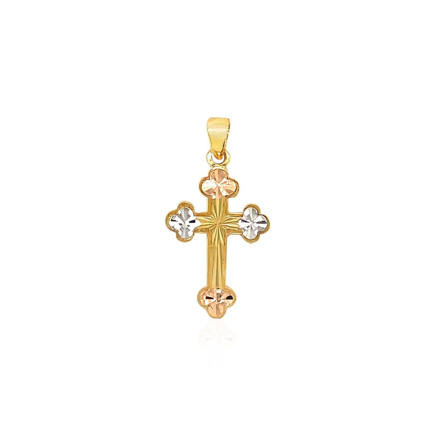 14k Tri Color Gold Cross Pendant - necklaces