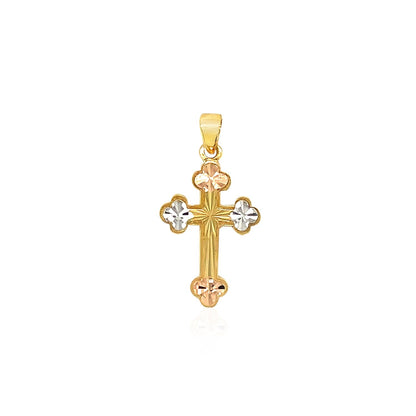14k Tri Color Gold Cross Pendant - necklaces