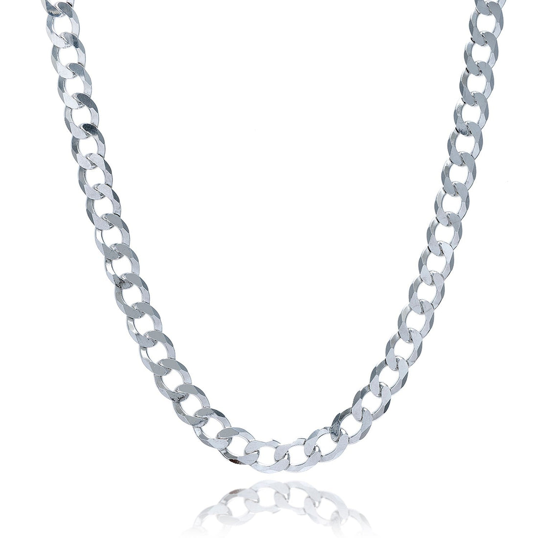 Rhodium Plated Sterling Silver Curb Style Chain (7.90 mm) - DestGlow