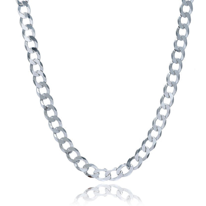 Rhodium Plated Sterling Silver Curb Style Chain (7.90 mm) - DestGlow