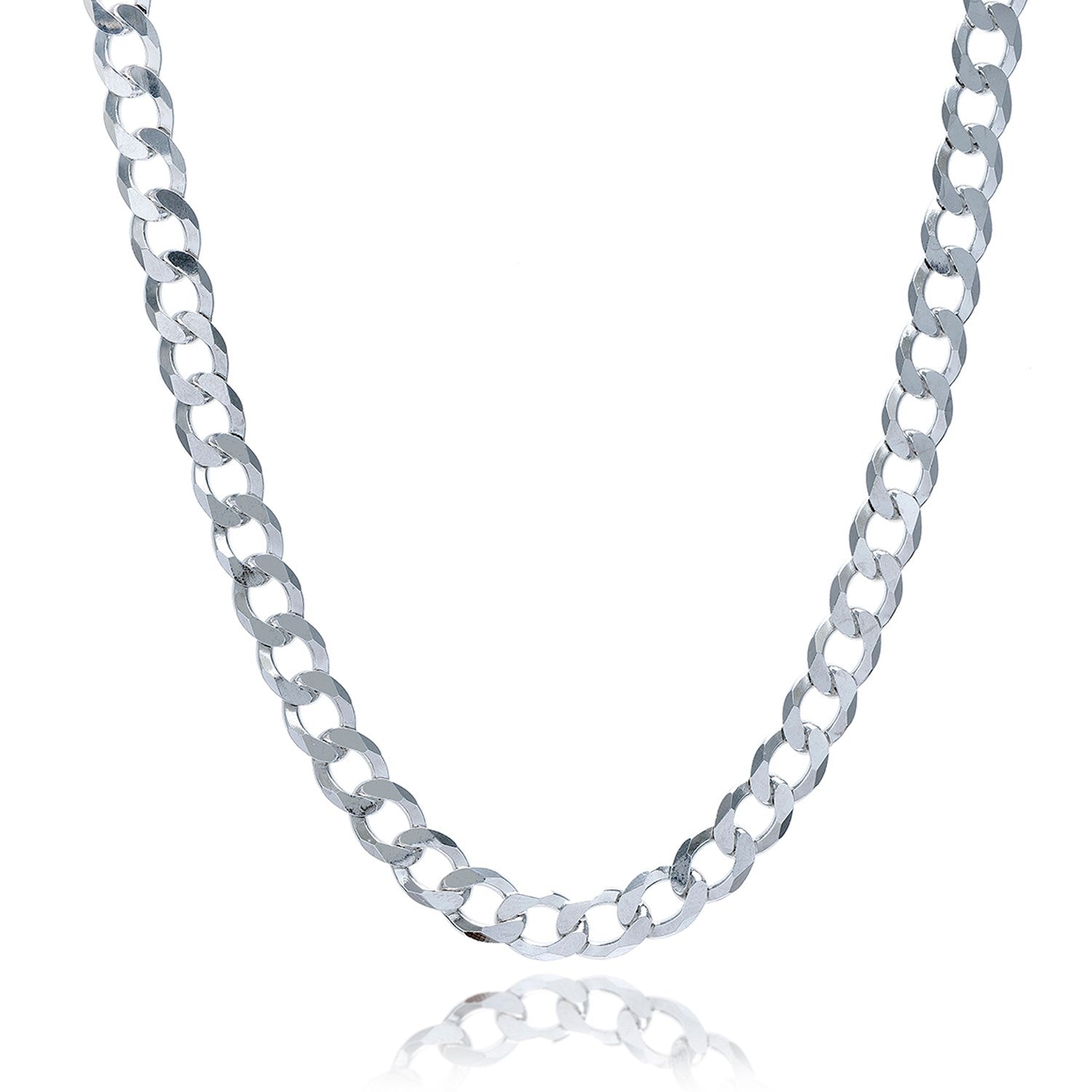 Rhodium Plated 7.9mm Sterling Silver Curb Style Chain - DestGlow