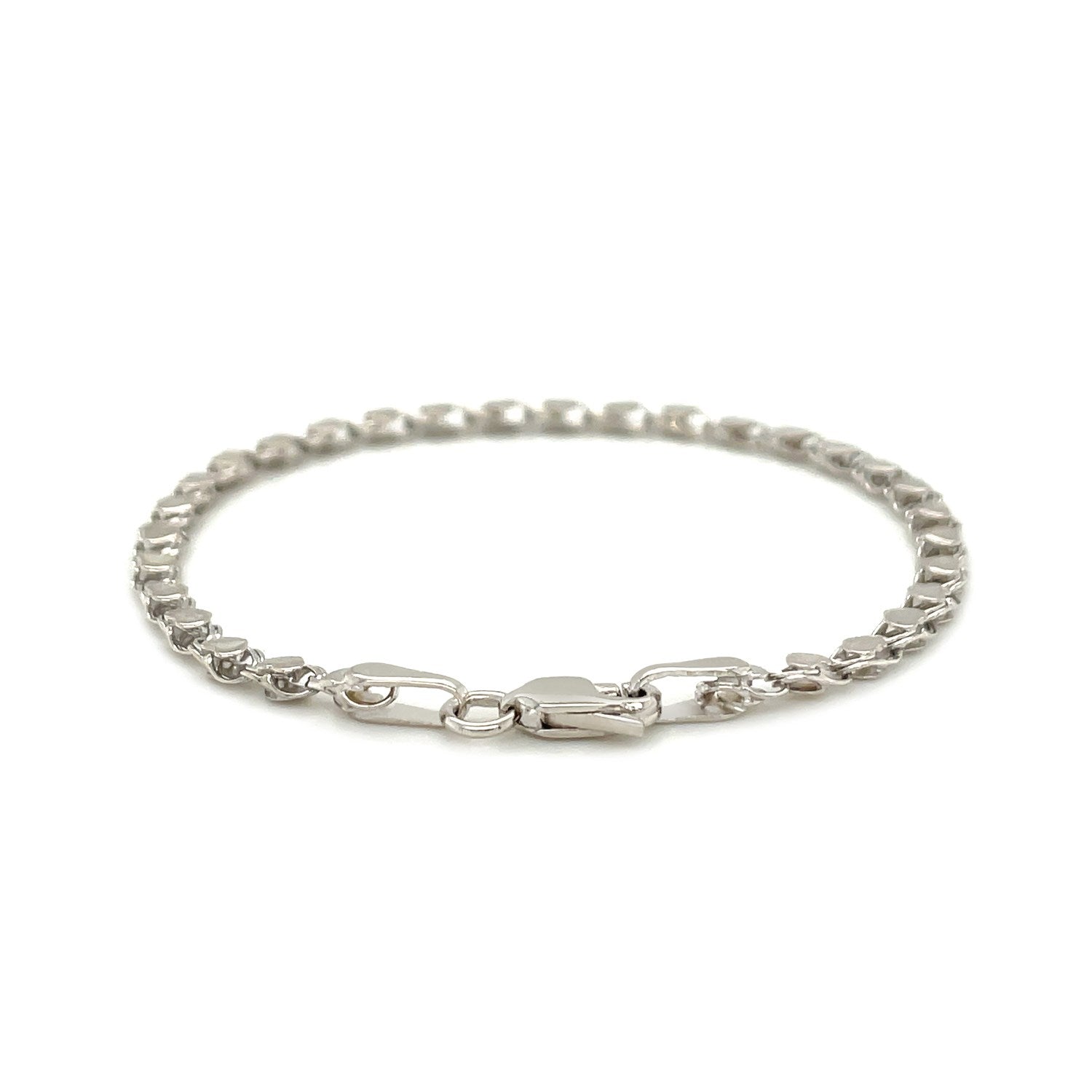 2.9mm 14k White Gold Heart Bracelet by Bids.com